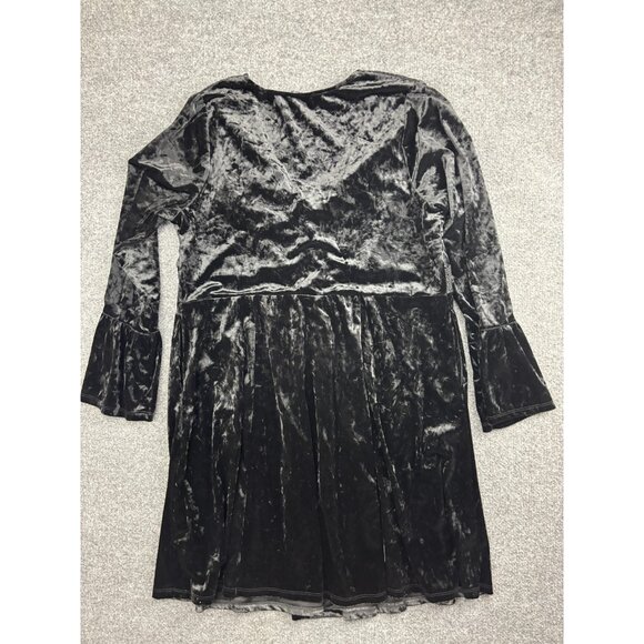 Torrid Dress Womens 1X Black Velvet Long Sleeve Boho Tassel Tie 14-16 - Picture 7 of 7